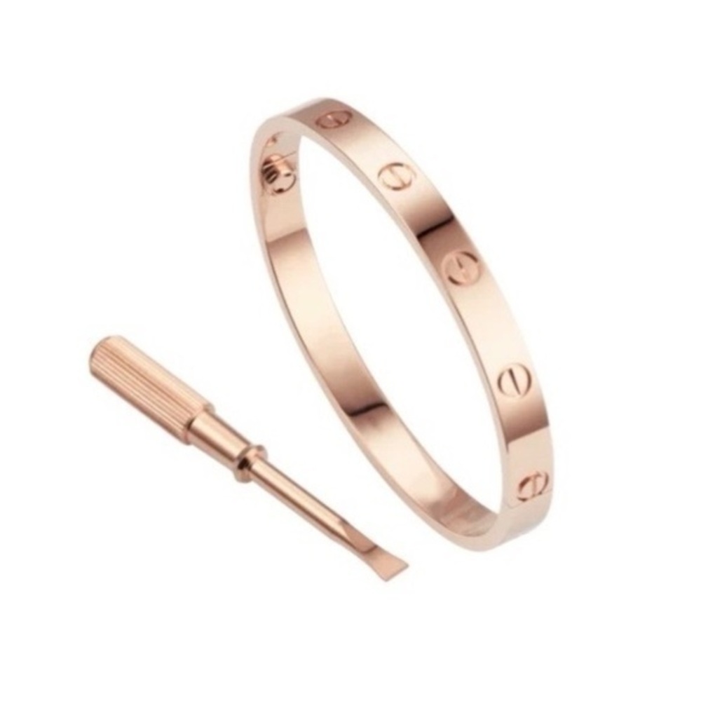 Rose Gold Stainless Steel Screw Cuff Bangle LOVE Bracelet with Screwdriver